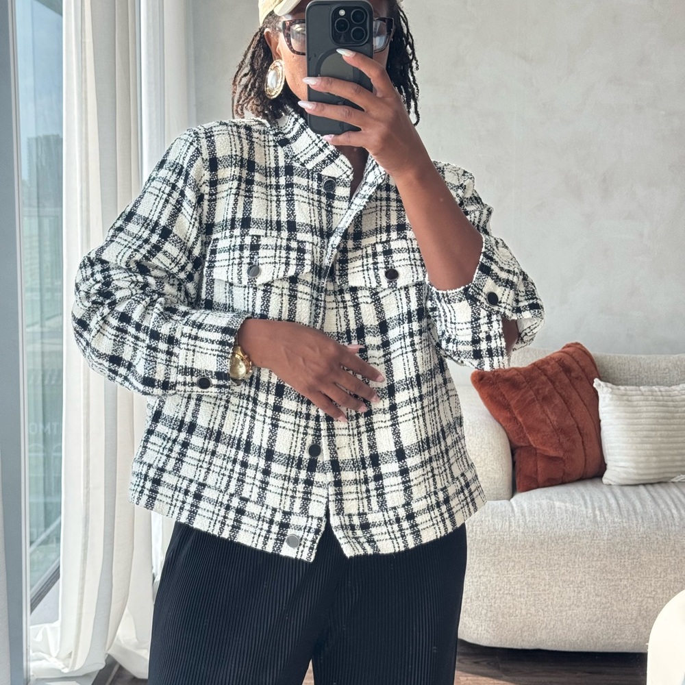 Universal Standard Plaid Women's Jacket - Black and White
